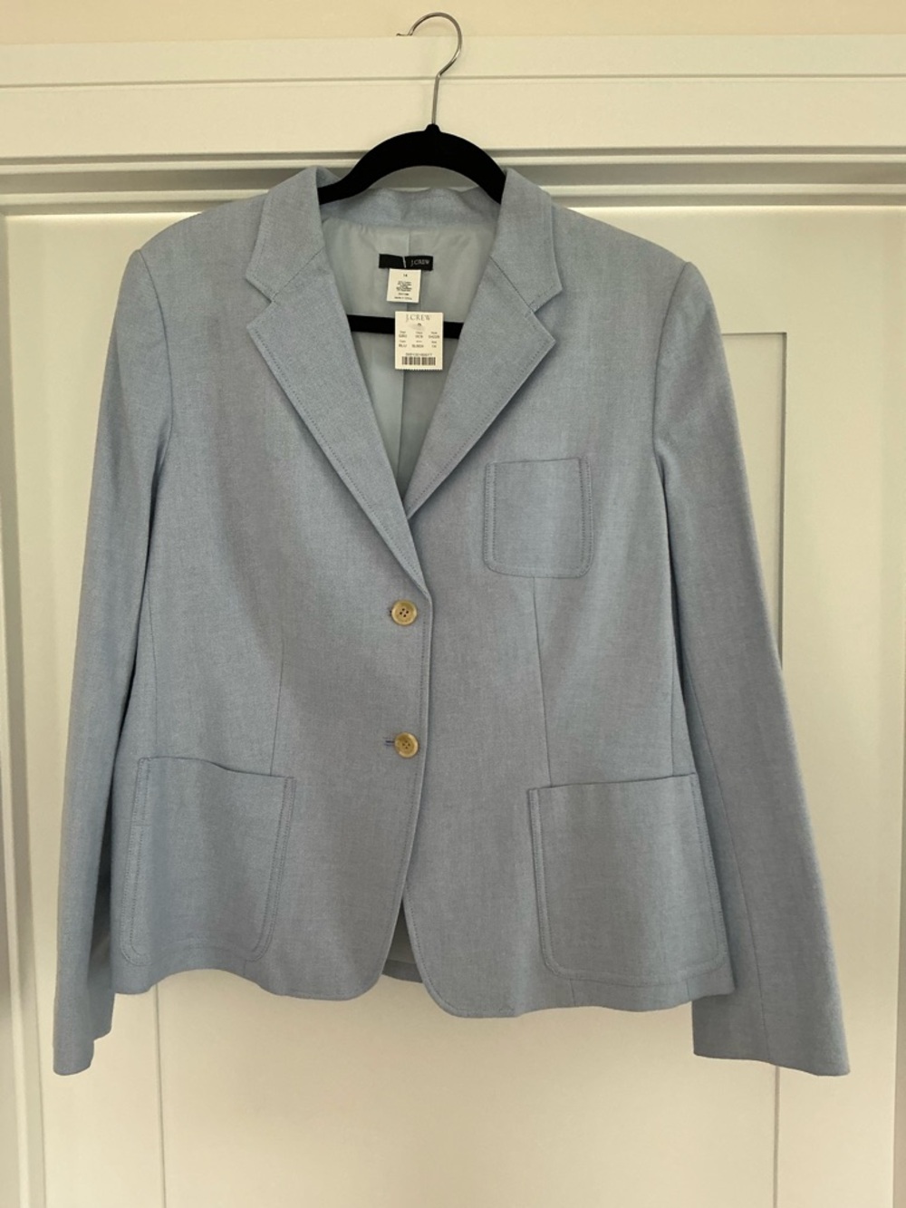 NWT J. Crew Light Blue Women's Two-Button Oxford Blazer Jacket